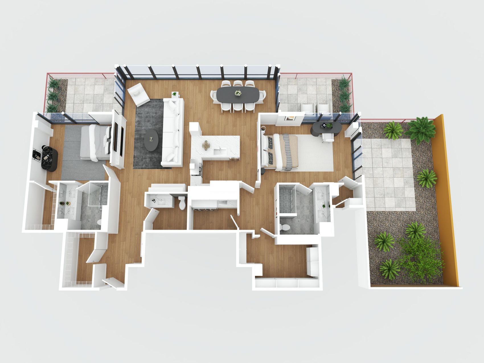3D rendered floor plan of 7137 E Rancho Vista Dr #7008