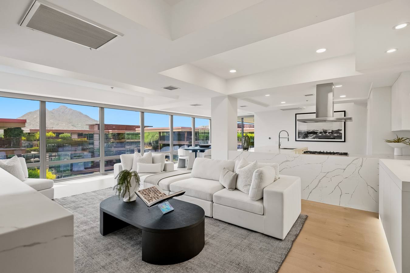 Great room with Camelback Mountain views