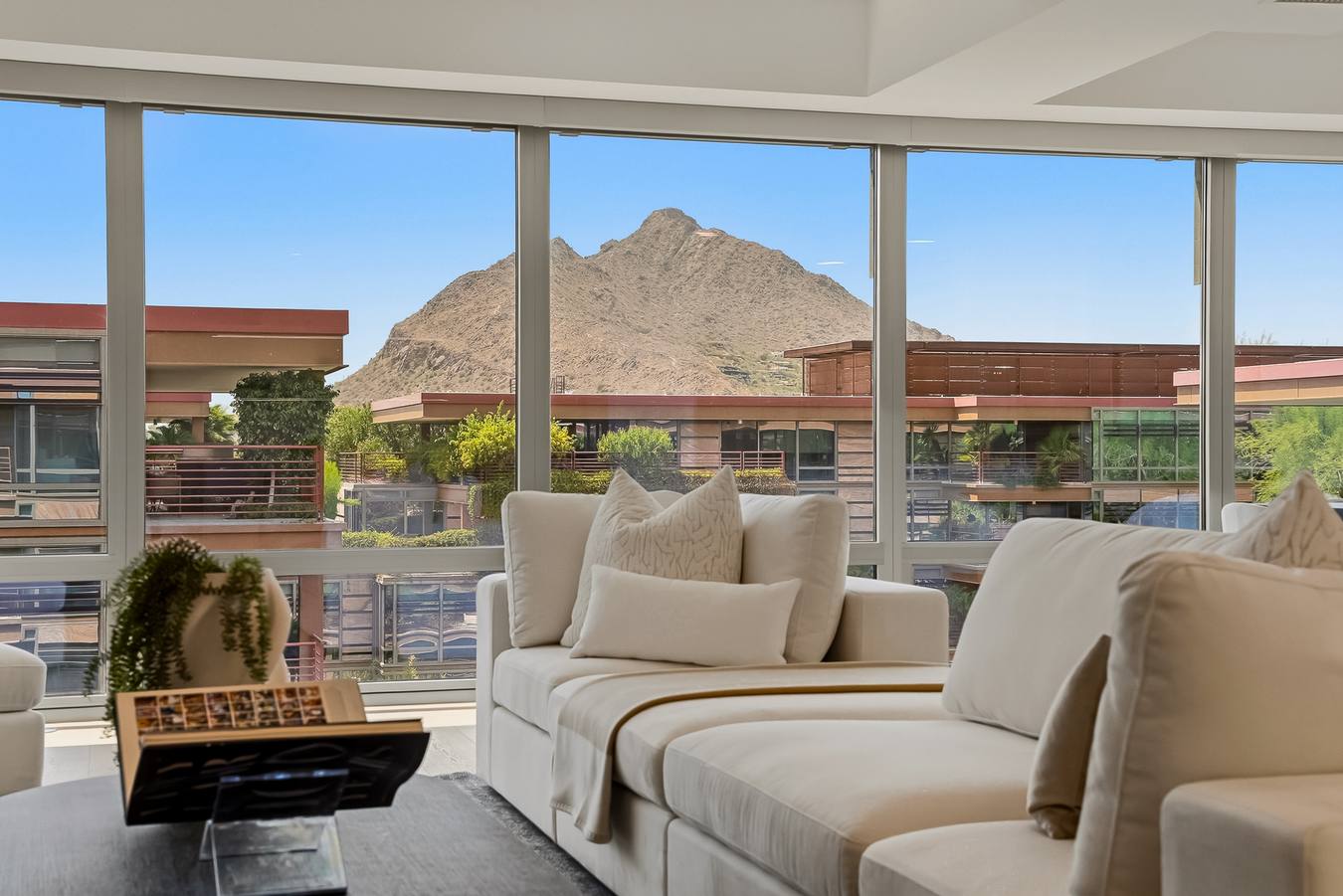 Wall-to-wall windows framing Camelback