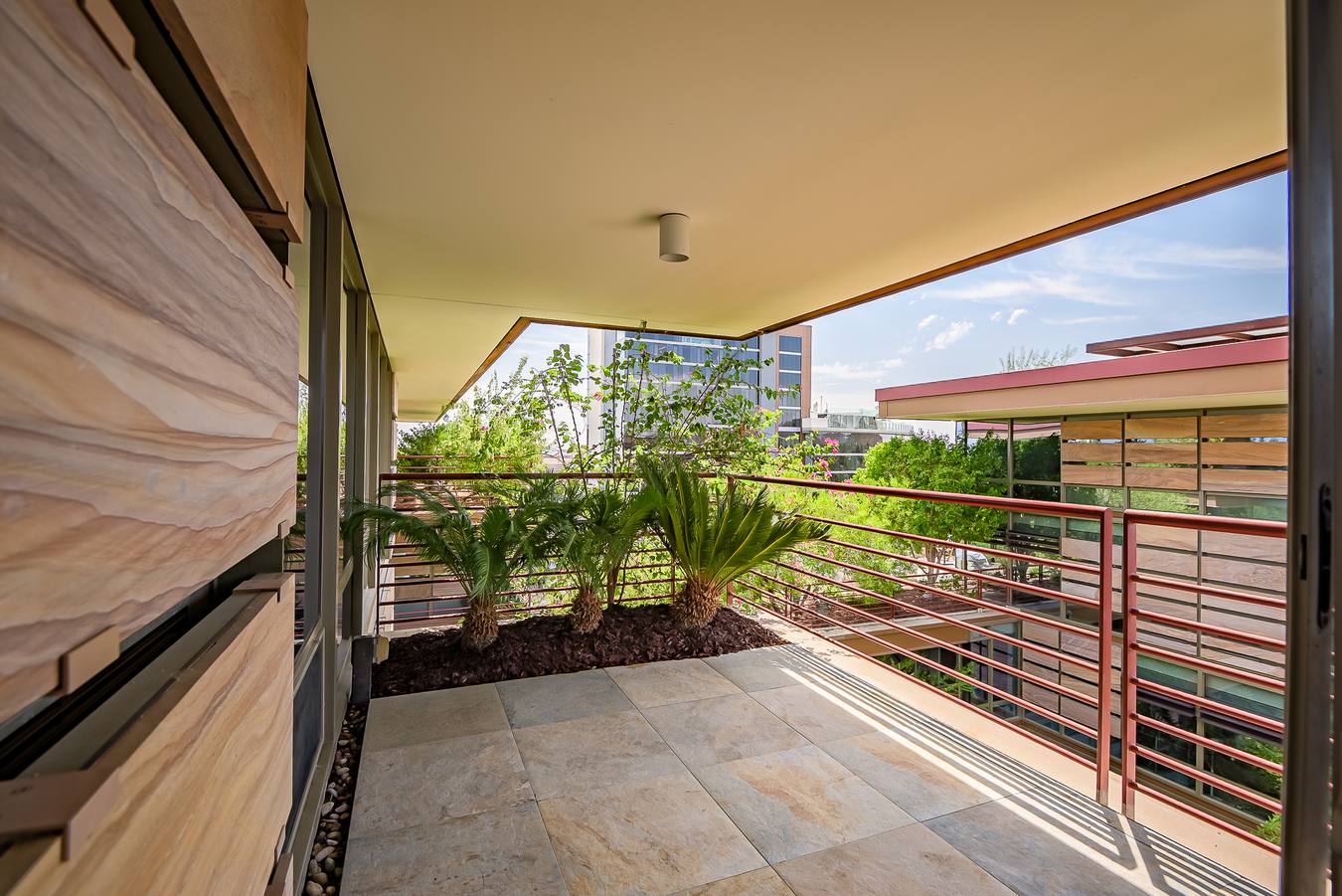 One of three private patios